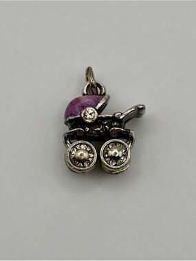 Brighton Silver-Tone Purple Baby Carriage Charm/Pendant